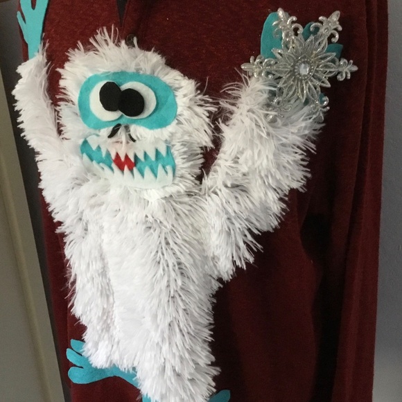 Ugly Christmas Sweater Abominable Snowman, Yeti, Lights Up! Men XL - Picture 3 of 9